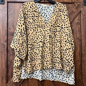 Entro Leopard Print V-Neck Blouse